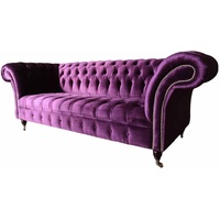 JVmoebel Chesterfield-Sofa, Sofa Chesterfield Dreisitzer Klassisch Design Wohnzimmer Textil Sofas lila