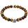 KUZZOI Armband Tigerauge Totenkopf Bead 925 Silber braun 21 cm