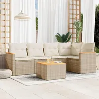 Gecheer 6-TLG. Gartenlounge Set, Balkonlounge Set, Terrassensofa, Loungemöbel Polyrattan, Polyrattan Gartenmöbel, Garten Sofa Set, Kissen