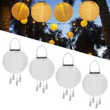 Solar Led Laterne, Lampions Solar Außen, 4 Pcs Solar Lampions Außen Wetterfest, Led Lampion Außen, Led Lampions Outdoor Solar, Solarlaterne Außen Hängend Wasserdicht Nylon Hängende Gartenlaterne Solar