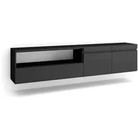 SKRAUT HOME Lowboard, Schwarz, Holzwerkstoff, Rechteckig, 35x45x200 cm, Wohnzimmer,