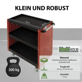 Trutzholm Etagenwagen Stahl 70 x 39 x 79 cm rot auf Rollen