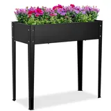 Relaxdays Hochbeet, Garten, Balkon & Terrasse, pulverbeschichteter Stahl, HxBxT: 80 x 85 x 40 cm, Pflanzenbeet, schwarz Metall, 85x80x40 Gartenzubehör, Hochbeete