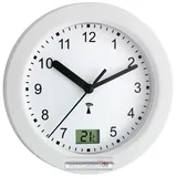 TFA Dostmann 60.3501 Analoge spritzwassergeschützte Funk-Badezimmeruhr mit Temperaturanzeige (Weiss mit Batterie)