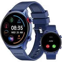 1.52" Fitnessuhr mit Telefonfunktion, Monitor Tracker für Gesundheit Fitness (Herzfrequenz/Schlaf/Blutsauerstoff), Sprachassistent, IP68 Wasserdicht - Blau