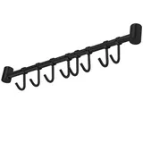 Intirilife Edelstahl Hängeleiste mit 8 Haken in Schwarz - Hakenleiste Küchenstange Wandhalterung