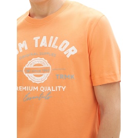 TOM TAILOR T-Shirt mit Label-Print, Orange, XL