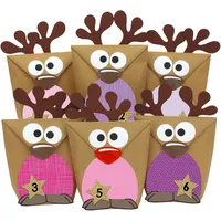 Papierdrachen Adventskalender 2025 zum Befüllen - 24 Rentiere aus Kraftpapier - rosa-lila - inkl. Zubehör - DIY Set zum Basteln & Gestalten