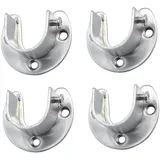 4 Stück Edelstahl RundeRohr Halterung Sockel, U-Form Stangen Flansch Set Schrankstangenträger Circle Kleiderschrank Stangenhalter Kleiderstange Stangenhalterung Spurstangenkopf Halterung(32mm)