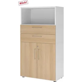 hjh OFFICE PRO FlexWall Kombischrank 4OH 80 x 40 x 180 weiß/eiche