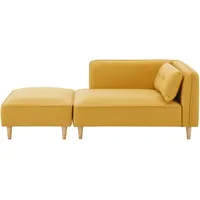 Modulsofa Fanny Gelb Leinenoptik mit Hocker