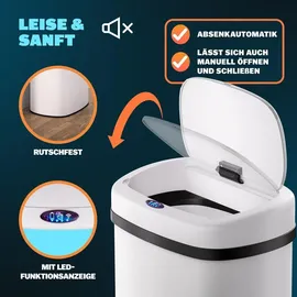 monzana Sensor Mülleimer 58 l Weiß