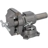 HRB robuster Schraubstock drehbar groß - 100 mm Spannweite-, multifunktionaler Profi Tischschraubstock, zwei Achsen Rotation 360 Grad parallel Schraubstock, hochwertige Stahlbacken (100mm)