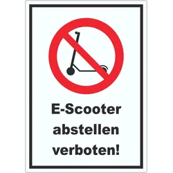 E- Scooter Abstellen verboten Aufkleber Elektro -Tretroller Roller A2 (420x594mm)