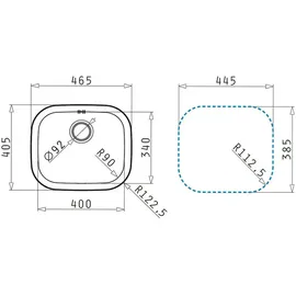 PYRAMIS Spüle KIBA SQUARE Edelstahl / Ausschnitt 445x385 / Edelstahlspüle 1 Becken