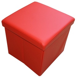 style home Sitzhocker faltbare Sitzbank mit Stauraum (Aufbewahrungsbox mit Deckel, gepolstert Sitzwürfel Fußhocker, Sitztruhe aus Kunstleder), für Wohnzimmer Schlafzimmer, 38 * 38 * 38 cm Red rot 38 cm x 38 cm x 38 cm