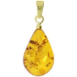 Ketten-Anhänger OSTSEE-SCHMUCK "Ostsee-Schmuck Anhänger", gelb, Schmuckanhänger, Damen, 27 x 11mm, Bernstein, 1.1 g