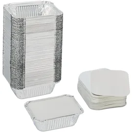 Relaxdays Aluschalen mit Deckel 260 ml Aluminium silber