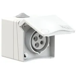 PCE 864-4v CEE-Wandsteckdose (AP) Design 16A 4p 4h IP44 (weiß) 8644v