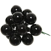 Christmas Decorations Kaemingk Weihnachtskugeln am Draht 2,5cm x 12 Stück Spiegelbeeren zum Basteln Schwarz