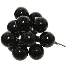 Christmas Decorations Kaemingk Weihnachtskugeln am Draht 2,5cm x 12 Stück Spiegelbeeren zum Basteln Schwarz