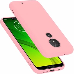 Cadorabo TPU Liquid Silicone Case Cover (Motorola Moto G7 Power), Smartphone Hülle, Pink
