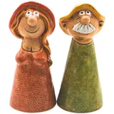 Dekohelden24 Zaunstecker Mann und Frau 9 x 9 x 20 cm Bunt
