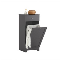 SoBuy Wäscheschrank mit ausklappbarem Wäschesack Wäschetruhe Wäschesammler mit Schubladen Badschrank grau BHT ca: 40x90x38cm