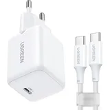 UGREEN X513 30W GaN 1x USB-C + 1m USB-C Kabel – Weiß