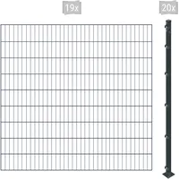 Arvotec Einstabmattenzaun 38 m x 180 cm Grau/Kunststoff