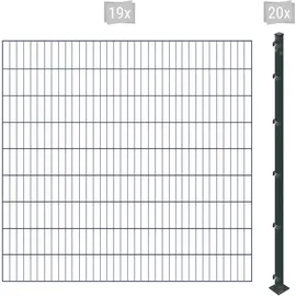 Arvotec Einstabmattenzaun 38 m x 180 cm Grau/Kunststoff