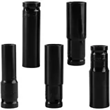 5 STK Radmuttern Nuss, tief Kraft-Steckschlüssel-Einsatz Sechskant, 12,5 mm (1/2") Radmutternschlüssel Doppelkopf, 13mm/16mm/17mm/18mm/19mm x 78mm Schlagschrauber Nüsse Werkzeug