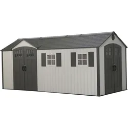 Gerätehaus LIFETIME "Chateau", grau, HDPE (High Density Polyethylen), Kunststoff, Gerätehäuser, Kunststoff, inkl. Fußboden, Regale und Werkzeugtasche