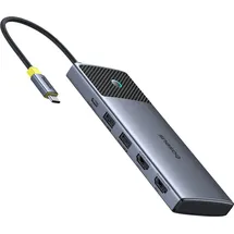 Baseus Metal Gleam Serie II 7-in-1 USB-C - USB-C PD100W / 2x USB-A / 2x HDMI 4K / USB-A 3.0 / USB-C 3.0, optimiert fr alle Gerteanforderungen Grau