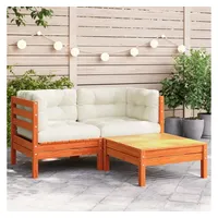 vidaXL Gartensofa mit Kissen und Hocker 2-Sitzer