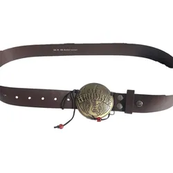 Jimi Hendrix Gürtel für Damen oder Herren stylischer Leder-Gürtel mit Logo-Schnalle Freizeit-Gürtel Braun - S