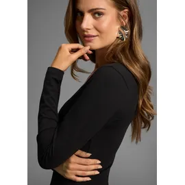 LAURA SCOTT Langarmbody LAURA SCOTT, Damen, Gr. 38, N-Gr, schwarz, Single Jersey, Obermaterial: 95% Baumwolle, 5% Elasthan, unifarben, Basic, sehr figurbetont, V-Ausschnitt, figurbetonte Passform, Basic Design