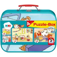 Schmidt Spiele Bobo Siebenschläfer, Puzzle-Box, 2x26, 2x48 Teile im Metallkoffer