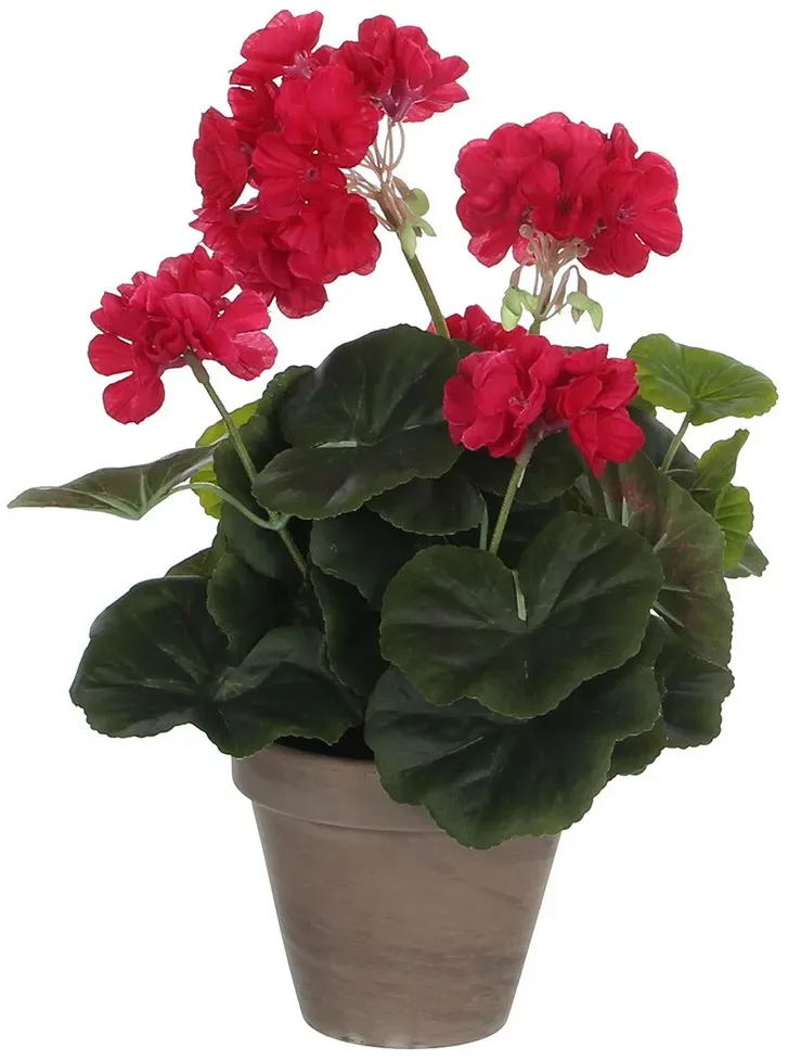 Mica Decorations Geranie dunkelrosa Pvc mit grauem Topf