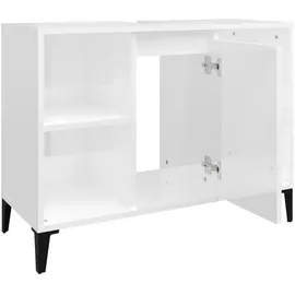 vidaXL Waschbeckenunterschrank Hochglanz-weiß 80x33x60cm Holzwerkstoff vidaXL,