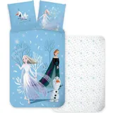 disney jégvarázs Disney Eiskönigin Snowing Day Blau 140 x 200 cm + 70 x 90 cm
