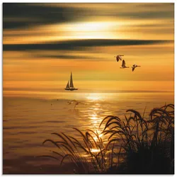 Glasbild ARTLAND "Goldene See Impressionen", gold (farbe bild(er): goldfarben), B:50cm H:50cm, Bilder, in verschiedenen Größen