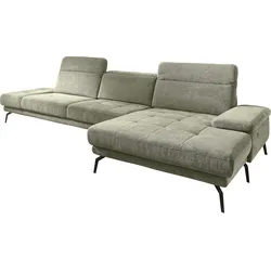 Ecksofa DIE PLANBAR "MP-IN20126 L-Form", grün, B:328cm H:82cm T:190cm, 100% Polyester, Sofas, mit Kopfteilverstellung, optional Sitztiefen- & Armteilverstellung