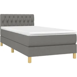vidaXL Boxspringbett mit Matratze & LED Dunkelgrau 100x200 cm Stoff