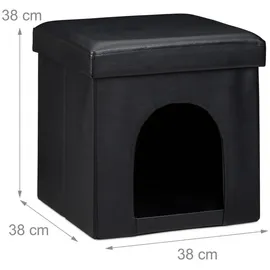 Relaxdays Sitzhocker mit Hundebox schwarz 38,0 x 38,0 x 38,0 cm