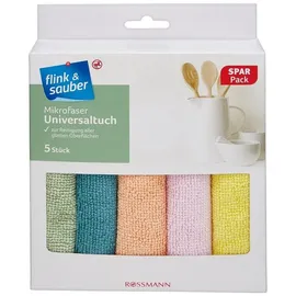 flink & sauber Mikrofasertücher Polyester 60 °C waschbar, 5 St.