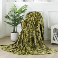 OBOEY Kuscheldecke 130x150cm Olivgrün, 3D-Jacquard-Fleece-Decke, Decke Fleece Bettdecke Sofadecke Warme Kuscheldecke flauschig Fleecedecke Wohndecke Wolldecke Blanket Couchdecke