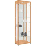Vitrine FIF MÖBEL "OPTIMA", braun (buchefarben), B:58cm H:172cm T:33cm, Sicherheitsglas ESG, Holzwerkstoff, Schränke, Standvitrine/Glasvitrine 2x Glastür,perfekt für Sammler,Sammlervitrine