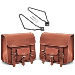 Set 2x Satteltaschen + Halter passend für Victory Vegas Jackpot Craftride SV1 braun