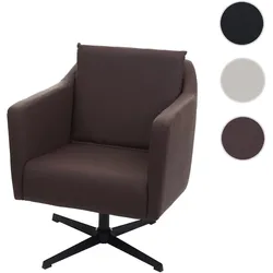 Lounge-Sessel HWC-H93b, Sessel Cocktailsessel Relaxsessel mit Fu√ükreuz, drehbar ~ Kunstleder braun